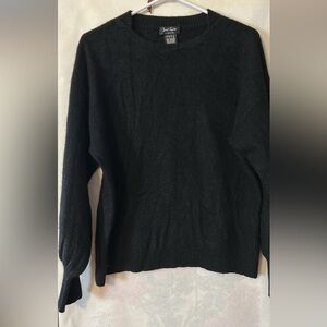 Lord & Taylor Woman’s 100% Cashmere Classic Black Crewneck Sweater